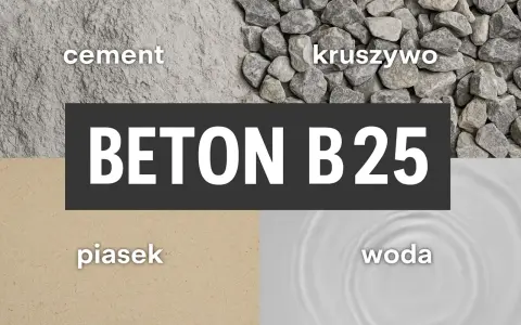Cement, kruszywo, piasek i woda tworzą gotową mieszankę betonową B25.