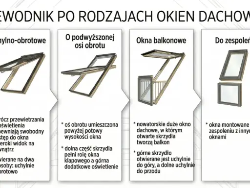 Przewodnik po rodzajach okien dachowych: obrotowe, uchylno-obrotowe, z podwyższoną osią obrotu, balkonowe, do zespoleń, wyłazowe. Każde okienko w dachu ma swoje zalety.